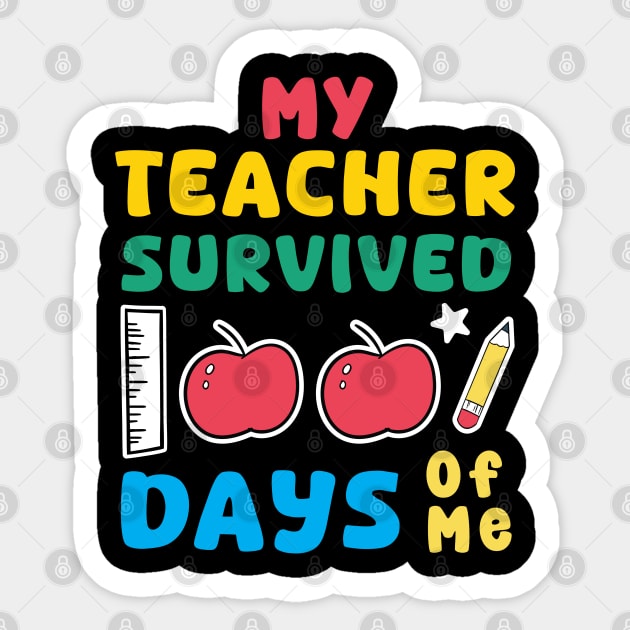 my teacher survived 100 days of me 100 days of school celebration Sticker by Emma Creation